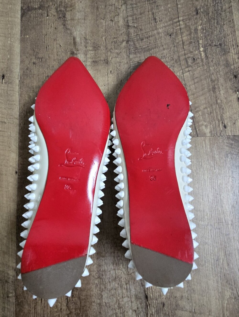 Christian Louboutin Pigalle Spikes Cream/white Flats Womens Size 36 - Picture 11 of 14